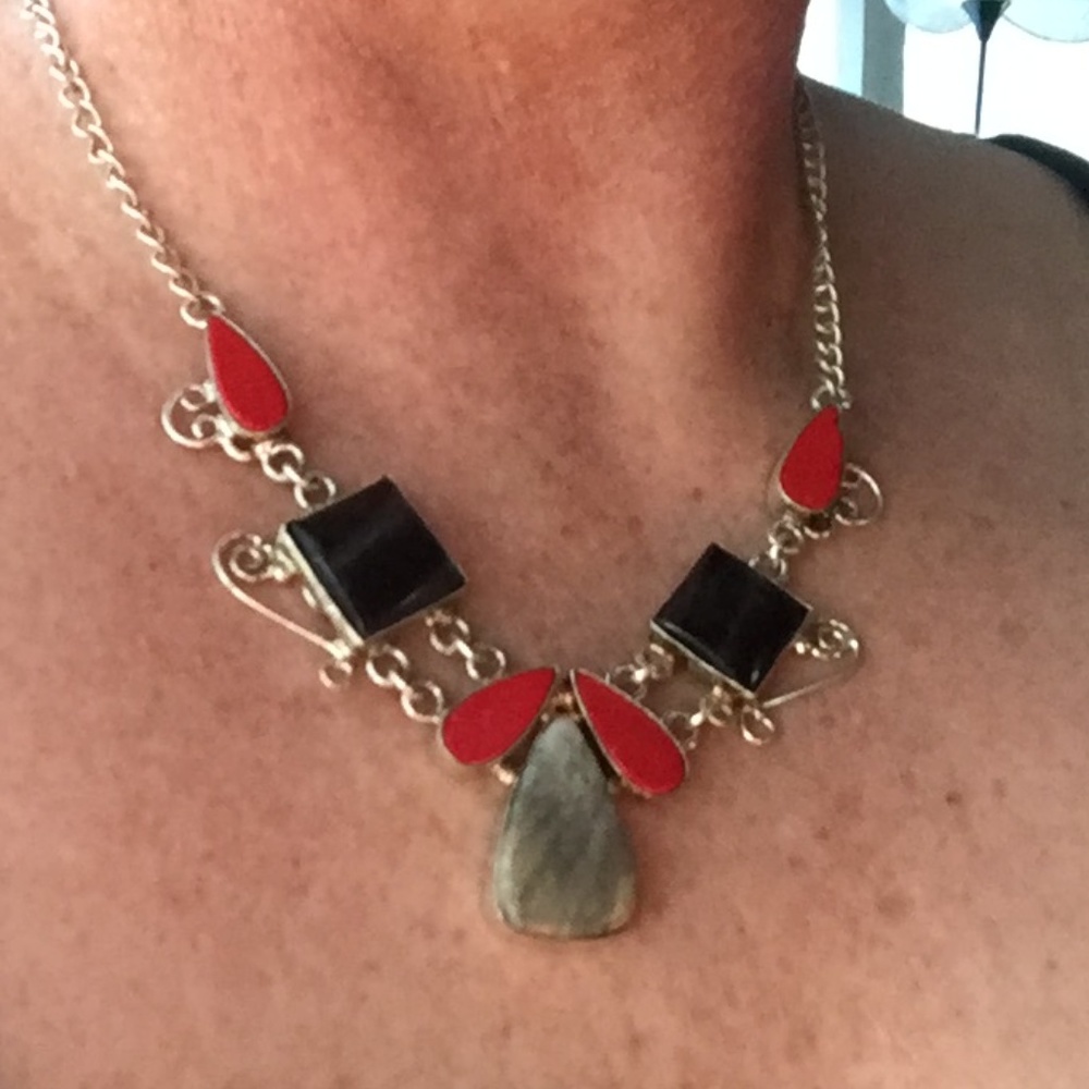 Stunning Jasper-Fluorite-Red Jasper Necklace
